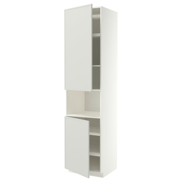 METOD Mueble alto microondas, 2 puertas, blanco/Aspudden gris claro, 60x60x240 cm