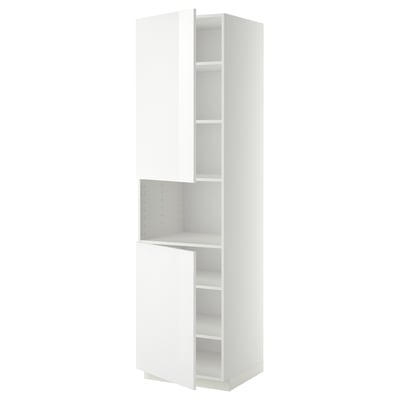 METOD Mueble alto microondas, 2 puertas, blanco/Ringhult blanco, 60x60x220 cm