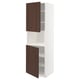 METOD Mueble alto microondas, 2 puertas, blanco/Sinarp café, 60x60x200 cm