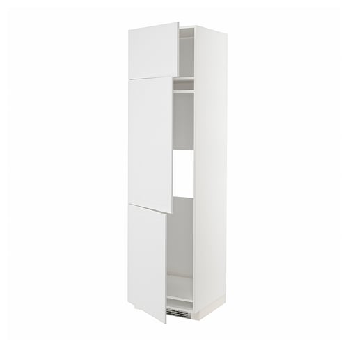METOD Mueble alto para nevera, 3 puertas, blanco/Stensund blanco, 60x60x220 cm