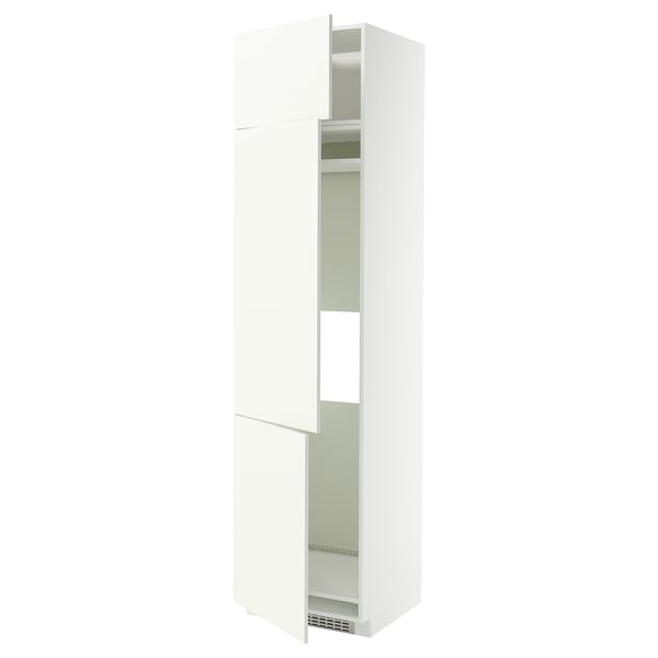 METOD Mueble alto para nevera, 3 puertas, blanco/Vallstena blanco, 60x60x240 cm