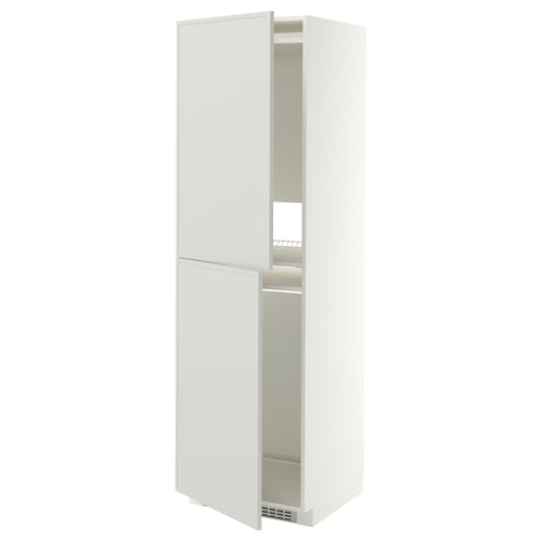 METOD Mueble alto para nevera, blanco/Aspudden gris claro, 60x60x200 cm