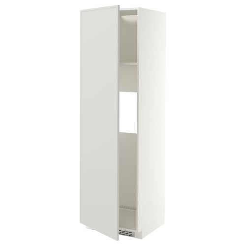 METOD Mueble alto para nevera con puerta, blanco/Aspudden gris claro, 60x60x200 cm