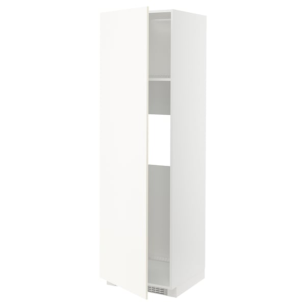 METOD Mueble alto para nevera con puerta, blanco/Vallstena blanco, 60x60x200 cm