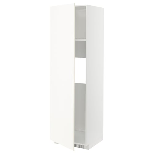 METOD Mueble alto para nevera con puerta, blanco/Vallstena blanco, 60x60x200 cm