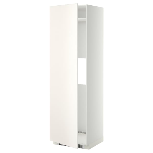 METOD Mueble alto para nevera, con puerta, blanco/Veddinge blanco, 60x60x200 cm