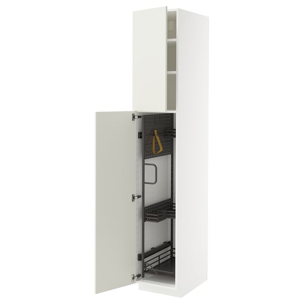 METOD Mueble alto para productos limpieza, blanco/Veddinge blanco, 40x60x220 cm