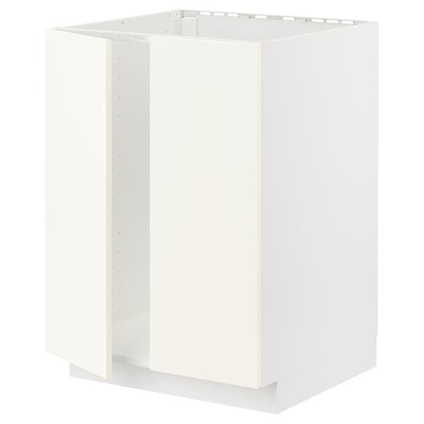 METOD Mueble para lavaplatos, 2 puertas, blanco/Vallstena blanco, 60x60 cm