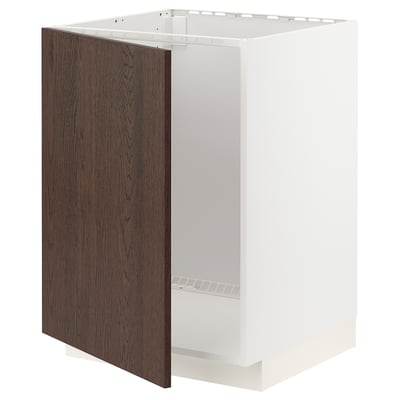 METOD Mueble para lavaplatos, blanco/Sinarp café, 60x60 cm