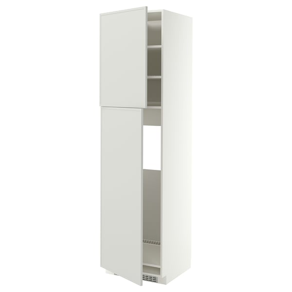 METOD Mueble para nevera con 2 puertas, blanco/Aspudden gris claro, 60x60x220 cm