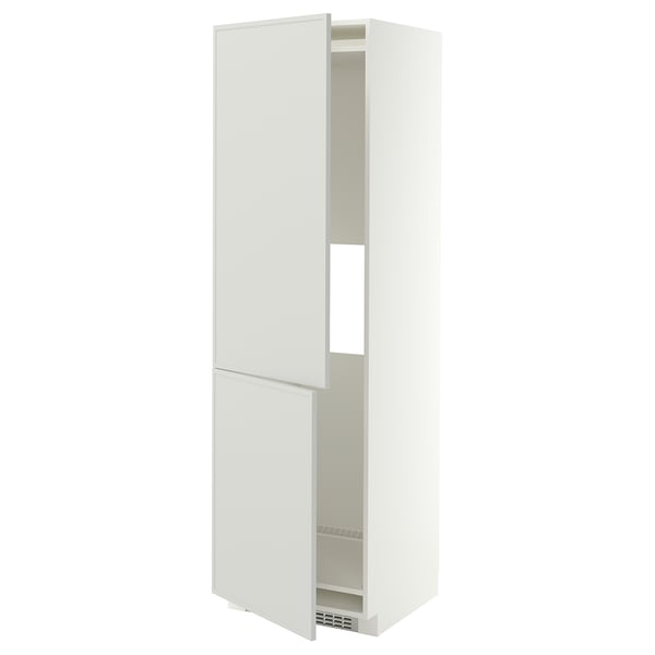METOD Mueble para nevera con 2 puertas, blanco/Aspudden gris claro, 60x60x200 cm