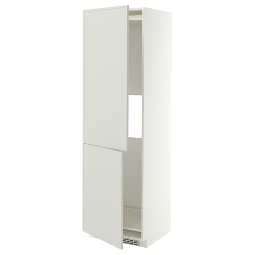 METOD Mueble para nevera con 2 puertas, blanco/Aspudden gris claro, 60x60x200 cm