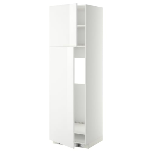 METOD Mueble para nevera con 2 puertas, blanco/Ringhult blanco, 60x60x200 cm
