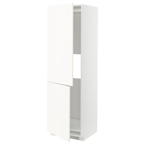 METOD Mueble para nevera con 2 puertas, blanco/Vallstena blanco, 60x60x200 cm