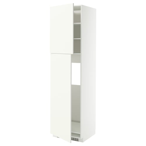 METOD Mueble para nevera con 2 puertas, blanco/Vallstena blanco, 60x60x220 cm