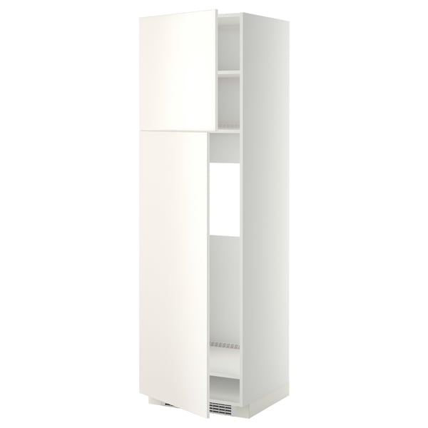 METOD Mueble para nevera con 2 puertas, blanco/Veddinge blanco, 60x60x200 cm