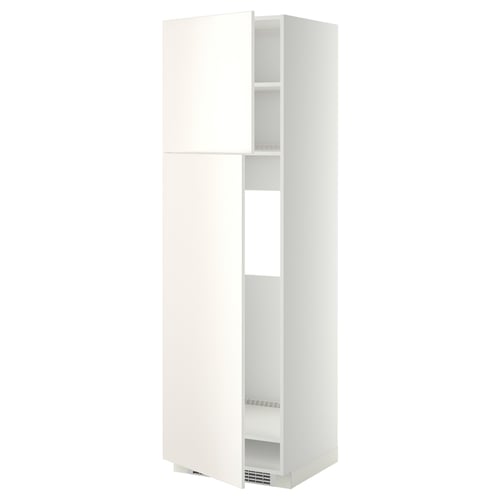 METOD Mueble para nevera con 2 puertas, blanco/Veddinge blanco, 60x60x200 cm