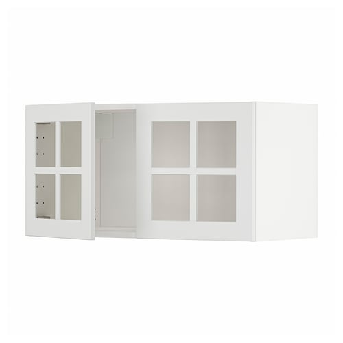 METOD Mueble pared con 2 puertas vidrio, blanco/Stensund blanco, 80x40 cm
