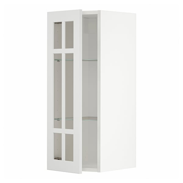METOD Mueble pared con puerta de vidrio, blanco/Stensund blanco, 30x80 cm