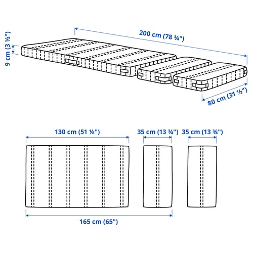 NATTSMYG Colchón de espuma cama extensible, 80x200 cm