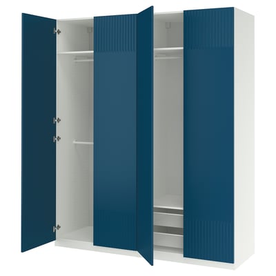 PAX / FYRUDDEN Combinación de clóset, blanco/azul, 200x60x236 cm