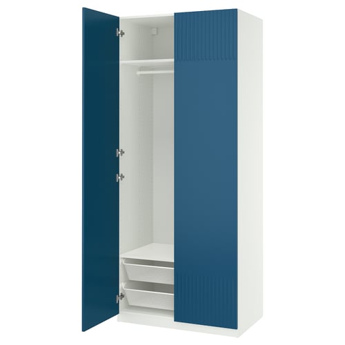 PAX / FYRUDDEN Combinación de clóset, blanco/azul, 100x60x236 cm
