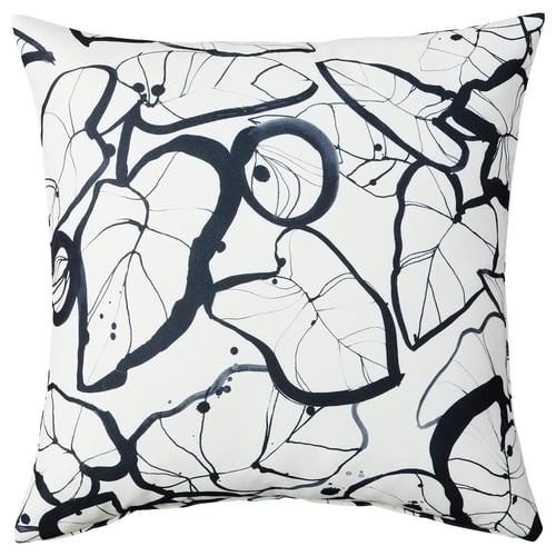 PELARKÖRSBÄR Funda de cojín, blanco/negro, 50x50 cm