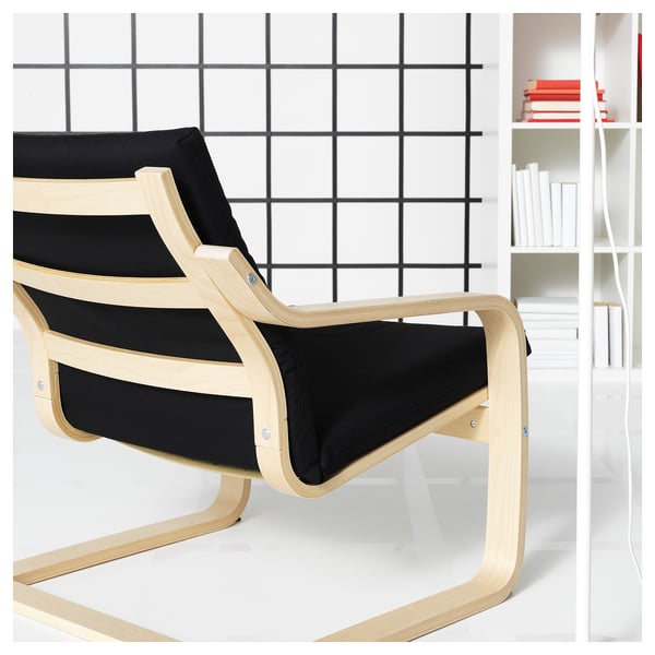 POÄNG Poltrona con espaldar bajo, beige/Vissle negro