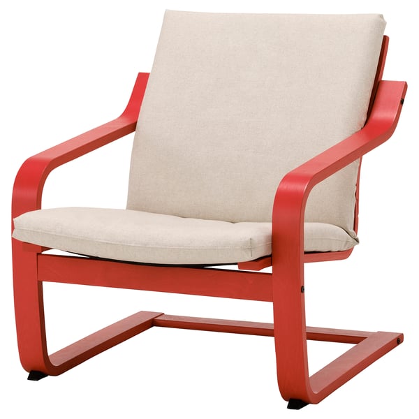 POÄNG Poltrona con espaldar bajo, rojo/Katorp beige