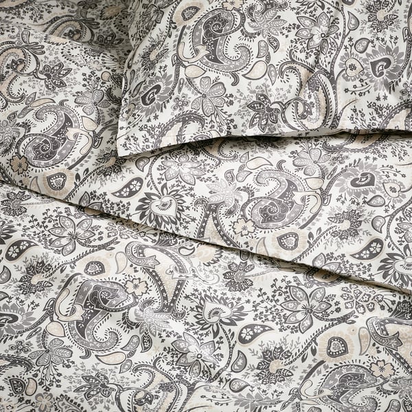RODGERSIA Funda plumón con 2 fundas almohada, gris/blanco, 240x220/50x60 cm