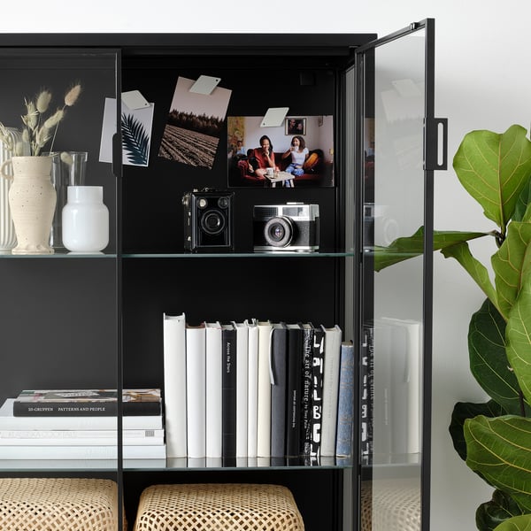 RUDSTA Vitrina, gris oscuro, 80x37x120 cm