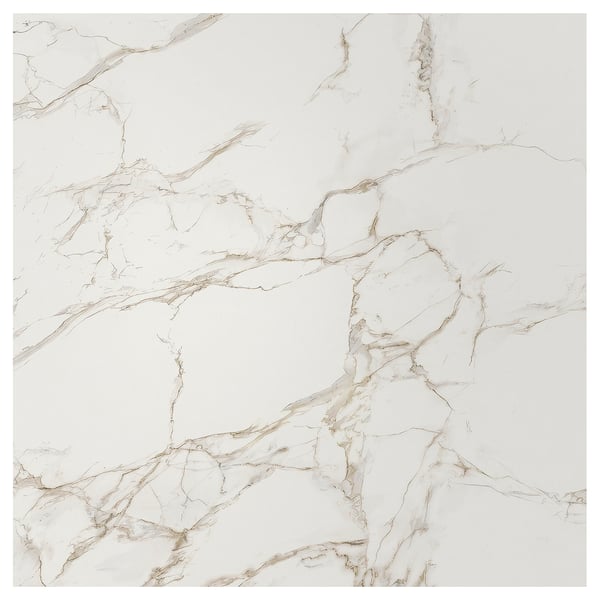 RUNSBÄCK Panel de pared, blanco mate/Efecto mármol porcelana de alta presión, 1 m²x1.2 cm