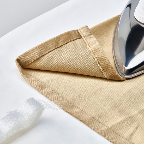 SANELA Cortinas, 1 par, beige/con cinta de fruncir, 140x250 cm