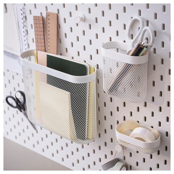 SKÅDIS Cestas, set de 3, blanco