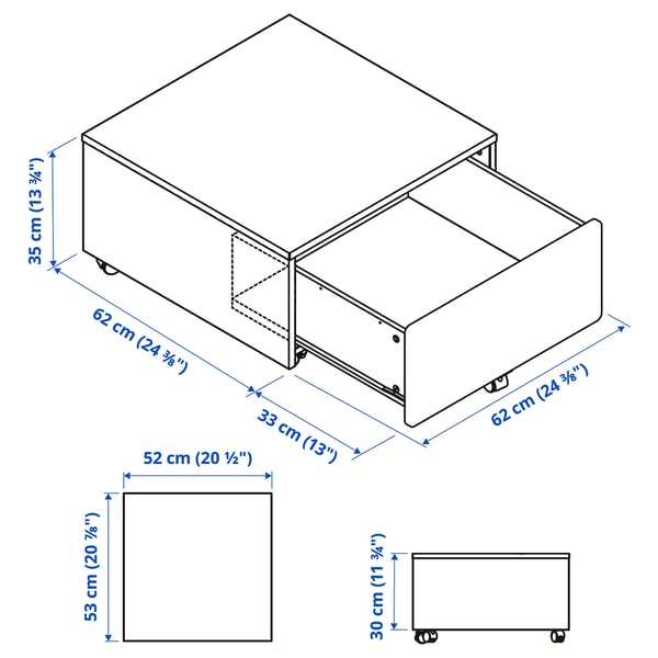 SLÄKT Estructura de cama con 3 cajas, blanco, 90x200 cm