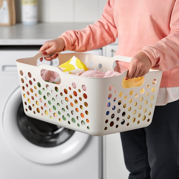 SLIBB Cesta para ropa, blanco, 38 l