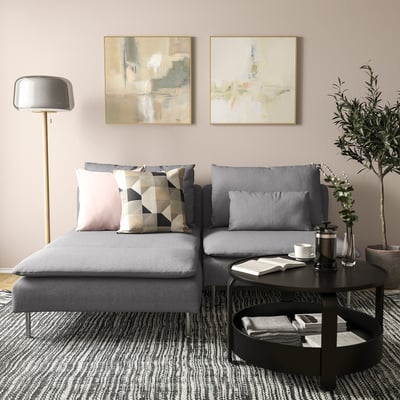 SÖDERHAMN Sofá 2 puestos con chaiselongue, Tonerud gris