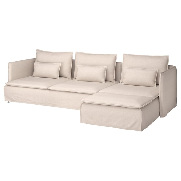 SÖDERHAMN Sofá de 4 puestos con chaiselongue, Gransel beige