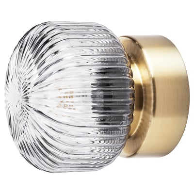 SOLKLINT Aplique de pared, Bronce/Vidrio transparente gris