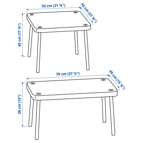 SONHULT Set 2 mesas nido auxiliar, gris/Efecto nogal