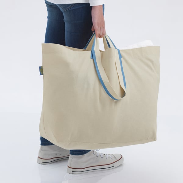 SPIKRAK Bolsa para compras, Algodón/beige, 50 l