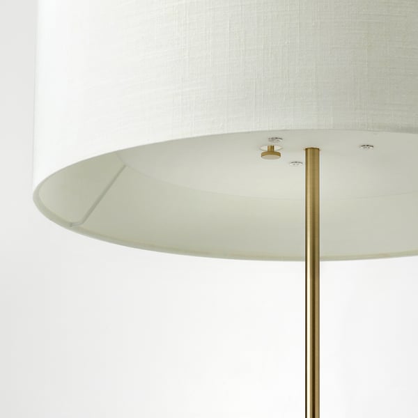 STOCKHOLM 2025 Lámpara de pie, blanco Textil/Enchapado en bronce, 159 cm