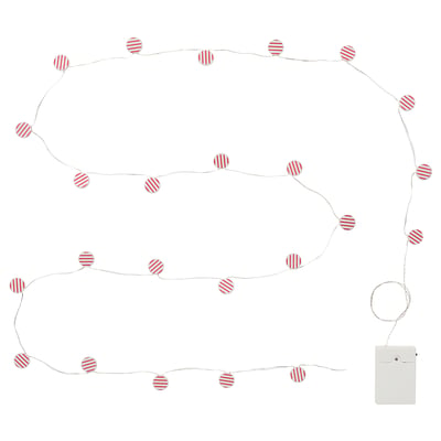 STRÅLA Guirnalda luces LED, dulce A pilas/rojo, 2.8 m