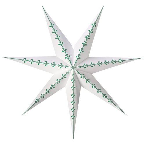STRÅLA Pantalla para lámpara, Papel estrella/blanco verde, 90 cm