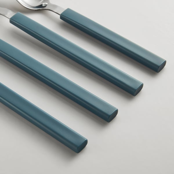 TÅNGMÄRLA Set cubiertos, 16 piezas, azul grisáceo oscuro