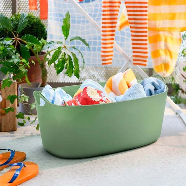 TORKIS Cesta para ropa, verde, 35 l