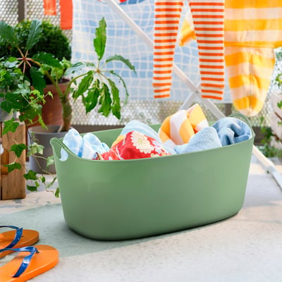 TORKIS Cesta para ropa, verde, 35 l