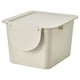 TRÖSKNING Caneca de desechos recicl con tapa, beige claro, 12 l