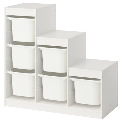 TROFAST Combinación de almacenaje con cajas, blanco/blanco, 99x44x94 cm