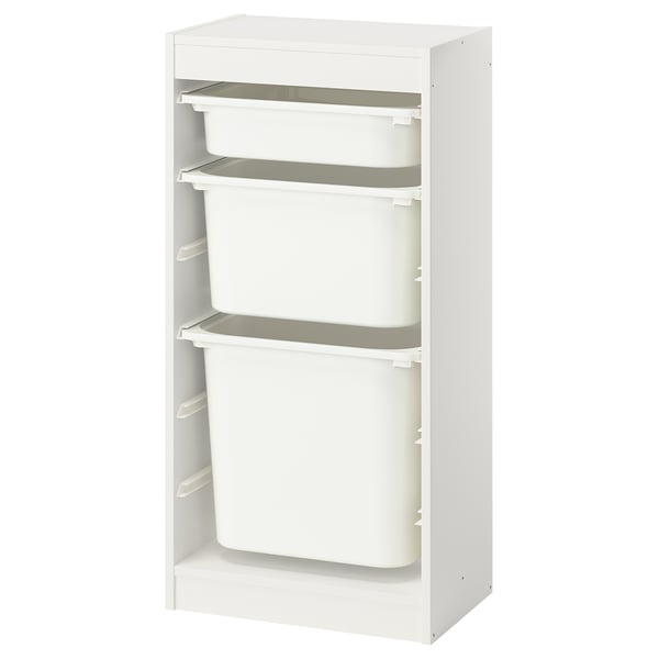 TROFAST Combinación de almacenaje con cajas, blanco/blanco, 46x30x94 cm
